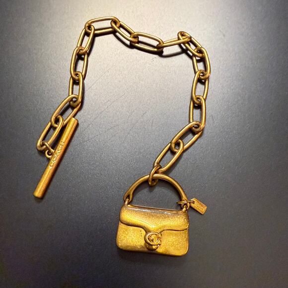 🎉HP!🎉Coach Tabby Purse Charm Brass Link Bracelet - Picture 11 of 12